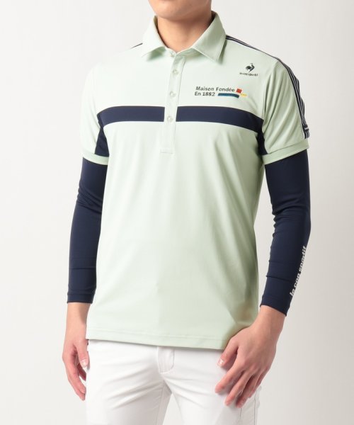 le coq sportif GOLF (ルコックスポルティフ（ゴルフ）)/【ゴルファーズアドレスカッティング】インナー付ストレッチ半袖ポロシャツ(吸汗速乾/ストレッチ/UVケア(UP【アウトレット】/アクアグリーン