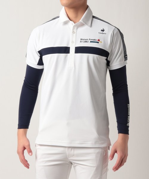 le coq sportif GOLF (ルコックスポルティフ（ゴルフ）)/【ゴルファーズアドレスカッティング】インナー付ストレッチ半袖ポロシャツ(吸汗速乾/ストレッチ/UVケア(UP【アウトレット】/ホワイト