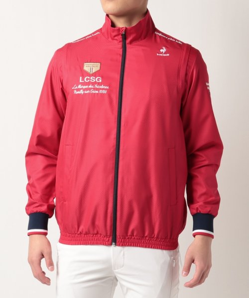 le coq sportif GOLF (ルコックスポルティフ（ゴルフ）)/袖ディタッチャブル2WAYブルゾン(はっ水/防風/UVケア(UPF15))【アウトレット】/レッド