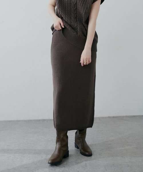 NICE CLAUP OUTLET(ナイスクラップ　アウトレット)/【natural couture】シンプルニットタイトスカート/スミクロ
