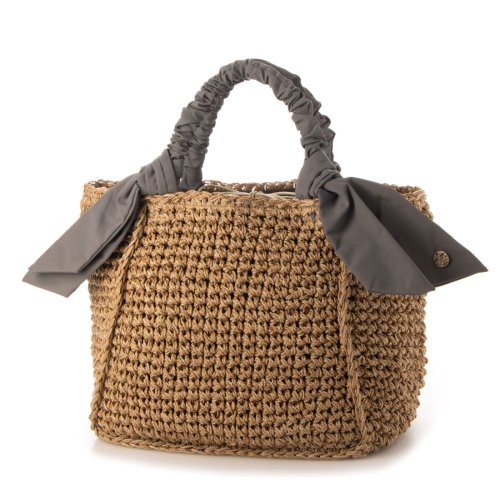 無料長期保証 バッグ カゴバッグ カシュカシュ Cachecache 下がりリボンペーパー手編みトートバッグ Abamedyc Com