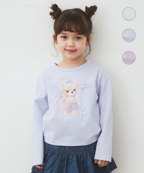 anyFAM（KIDS）(エニファム（キッズ）)/動物ドレス 長袖Tシャツ/サックスブルー×クマ