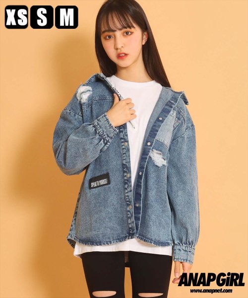 セール フード付デニムシャツ アナップガール Anap Girl Magaseek