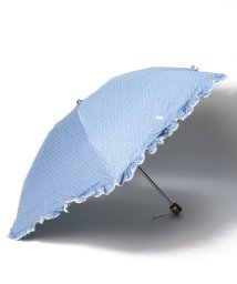 POLO RALPH LAUREN(umbrella)(ポロラルフローレン（傘）)/晴雨兼用折りたたみ日傘　”シャンブレードットフリル”/サックスブルー