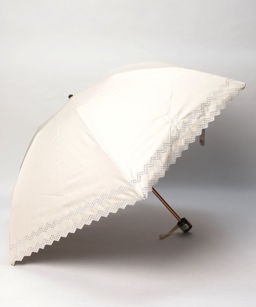 POLO RALPH LAUREN(umbrella)(ポロラルフローレン（傘）)/晴雨兼用折りたたみ日傘　ボーダー刺繍/ベージュ