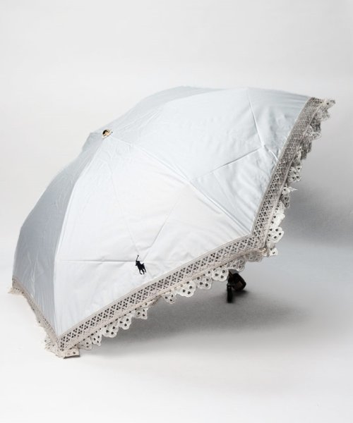 POLO RALPH LAUREN(umbrella)(ポロラルフローレン（傘）)/晴雨兼用折りたたみ日傘　エンブロイダリーフリル/オフホワイト