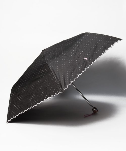 POLO RALPH LAUREN(umbrella)(ポロラルフローレン（傘）)/晴雨兼用折りたたみ日傘　ピンドット/ブラック