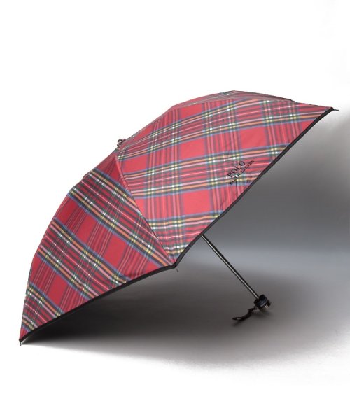 POLO RALPH LAUREN(umbrella)(ポロラルフローレン（傘）)/晴雨兼用折りたたみ日傘　バイヤスチェック/レッド