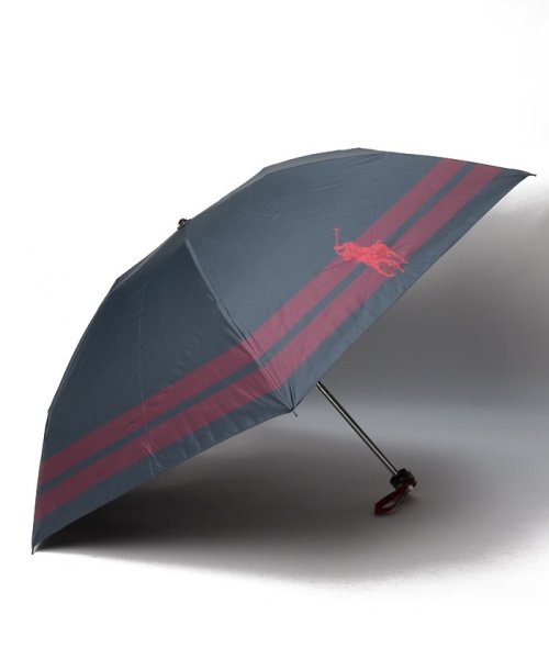 POLO RALPH LAUREN(umbrella)(ポロラルフローレン（傘）)/晴雨兼用折りたたみ日傘　ボーダー/ディープブルー