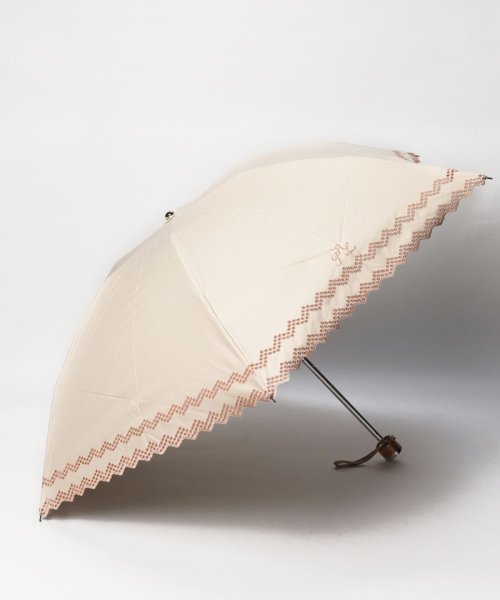 POLO RALPH LAUREN(umbrella)(ポロラルフローレン（傘）)/晴雨兼用折りたたみ日傘　”無地刺繍”/ダークブラウン 