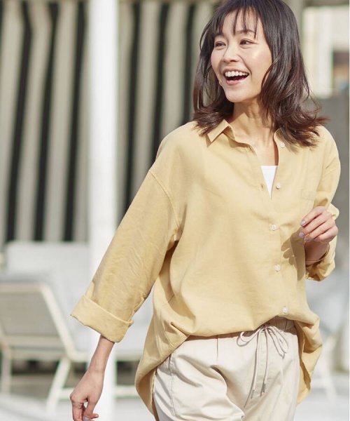 セール 洗濯機可 麻混 ドライタッチ フレンチリネン前開きシャツ シューラルー Shoo La Rue Magaseek