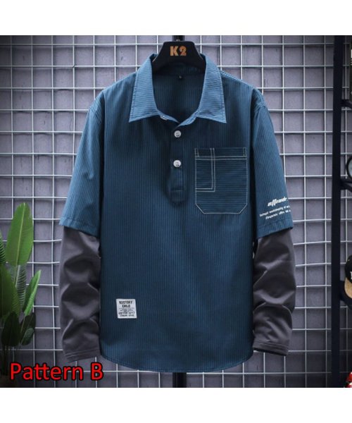 セール メンズ ファッション カジュアルシャツ レディース 男女兼用 長袖 開襟 カッターシャツ フェイクレイヤード シャツ 春物 秋物 マウマウ Mowmow Magaseek