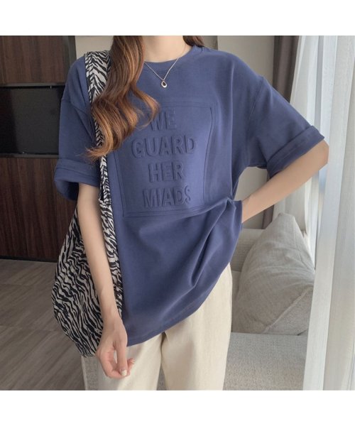 エンボス加工ロゴtシャツ 韓国ファッション ジュノア Junoah Magaseek