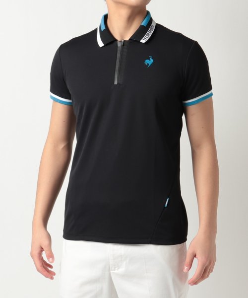 le coq sportif GOLF (ルコックスポルティフ（ゴルフ）)/【RIJOUME】ハーフジップ衿ストレッチ半袖ポロシャツ(吸汗速乾/ストレッチ/UVケア(UPF15)/ECO)【アウトレッ/ブラック