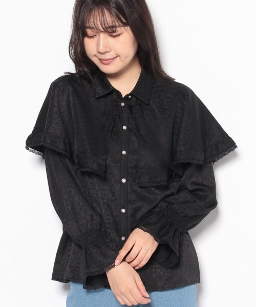 セール ジャカードケープブラウス アクシーズファム Axes Femme Magaseek