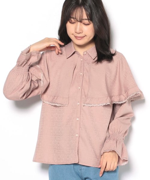 セール ジャカードケープブラウス アクシーズファム Axes Femme Magaseek