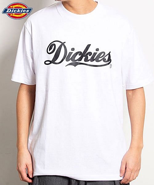 SB Select(エスビーセレクト)/Dickies ロゴプリントクルーネック半袖ビッグTシャツ ディッキーズ Tシャツ メンズ 半袖 プリント ロゴ ブランド トップス カットソー カレッジ  黒/ホワイト