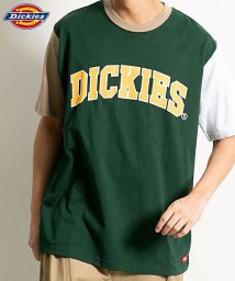 SB Select(エスビーセレクト)/Dickies ロゴプリントクルーネック半袖ビッグTシャツ ディッキーズ Tシャツ メンズ 半袖 プリント ロゴ ブランド トップス カットソー カレッジ  黒/グリーン