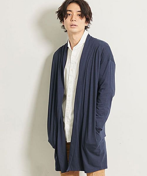 セール Cavaria 長袖天竺ボタンレスロングカーディガン メンズ ブランド 大人 きれいめ きれい目 シンプル カジュアル ファッション 無地 ボタンレス 薄手 サ キャバリア Cavaria Magaseek