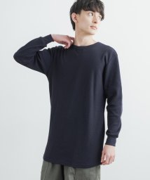 Rocky Monroe(ロッキーモンロー)/ロンT Tシャツ カットソー メンズ レディース 長袖 無地 ワッフル サーマル クルーネック ロング丈 カジュアル シンプル ストリート きれいめ レイヤード/ネイビー