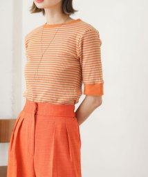 SENSE OF PLACE by URBAN RESEARCH(センスオブプレイス バイ アーバンリサーチ)/リンガーボーダーTシャツ(5分袖)/ORANGE