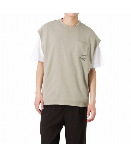 MAC HOUSE(men)(マックハウス（メンズ）)/MOSSIMO モッシモ カットベストアンサンブル 2273－2800/ベージュ