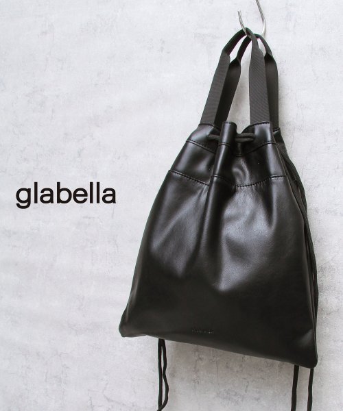 glabella(グラベラ)/glabella / グラベラ / フェイクレザー 2WAY 巾着バッグ / ハンドバッグ / ショルダーバッグ/ブラック