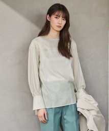 ICB（LARGE SIZE）(ICB（大きいサイズ）)/【洗える】テンセルコットンローン スクエアネックブラウス/アッシュグレー系