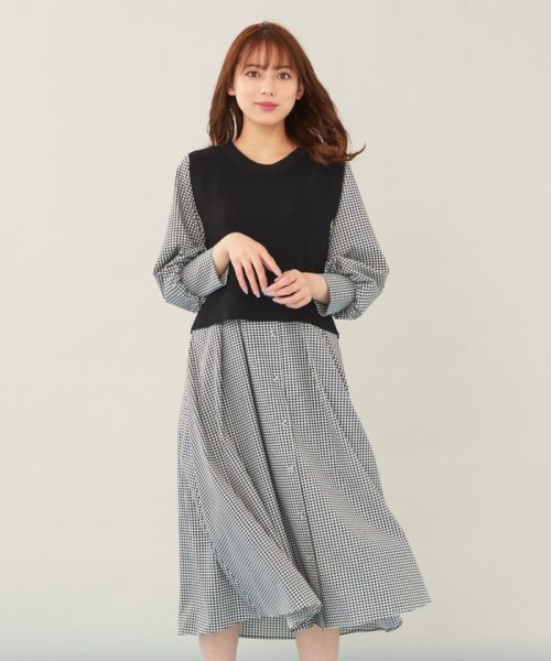 エニスィス 大きいサイズ Any Sis L 2set ニットベスト パフスリーブワンピース ツインセット Magaseek