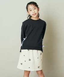 a.v.v(KID'S)(アー・ヴェ・ヴェキッズ)/[140－150]【毛玉になりにくい】サイドリボン長袖Tシャツ/ネイビー