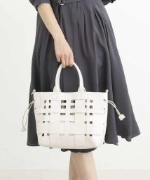 MK MICHEL KLEIN BAG(エムケーミッシェルクランバッグ)/巾着付きメッシュバッグ/アイボリー