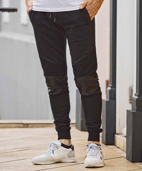 ウォッシャブルレザーコンビバイカーパンツ Hankyu Men S 阪急メンズ