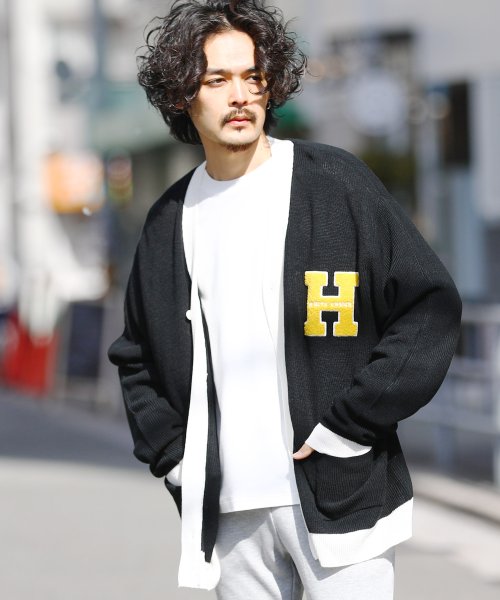 セール サガラ刺繍ニットカーデ カーディガン メンズ ニットカーディガン Cardigan トップス ビッグシルエット ジギーズショップ Jiggys Shop Magaseek