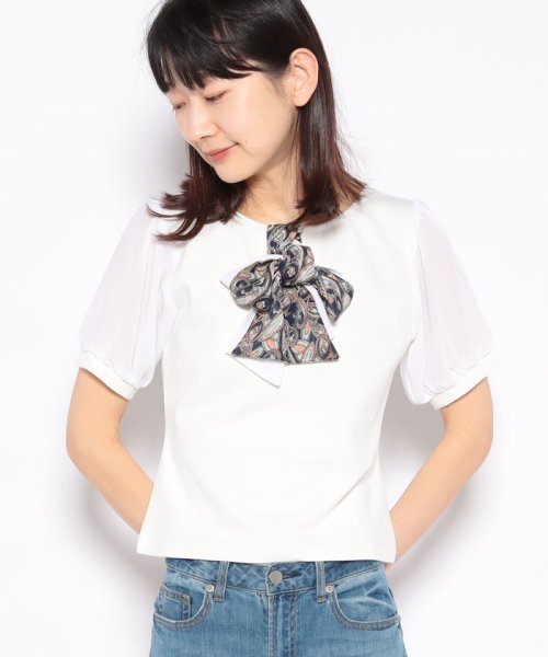 セール Miia ミーア リボン付袖シフォントップス Offprice Ec Offprice Ec Magaseek