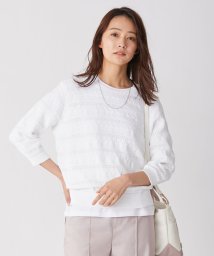 J.PRESS LADIES（LARGE SIZE）(J．プレス　レディス（大きいサイズ）)/【洗える】コットンテープレーシー ニット/ホワイト系