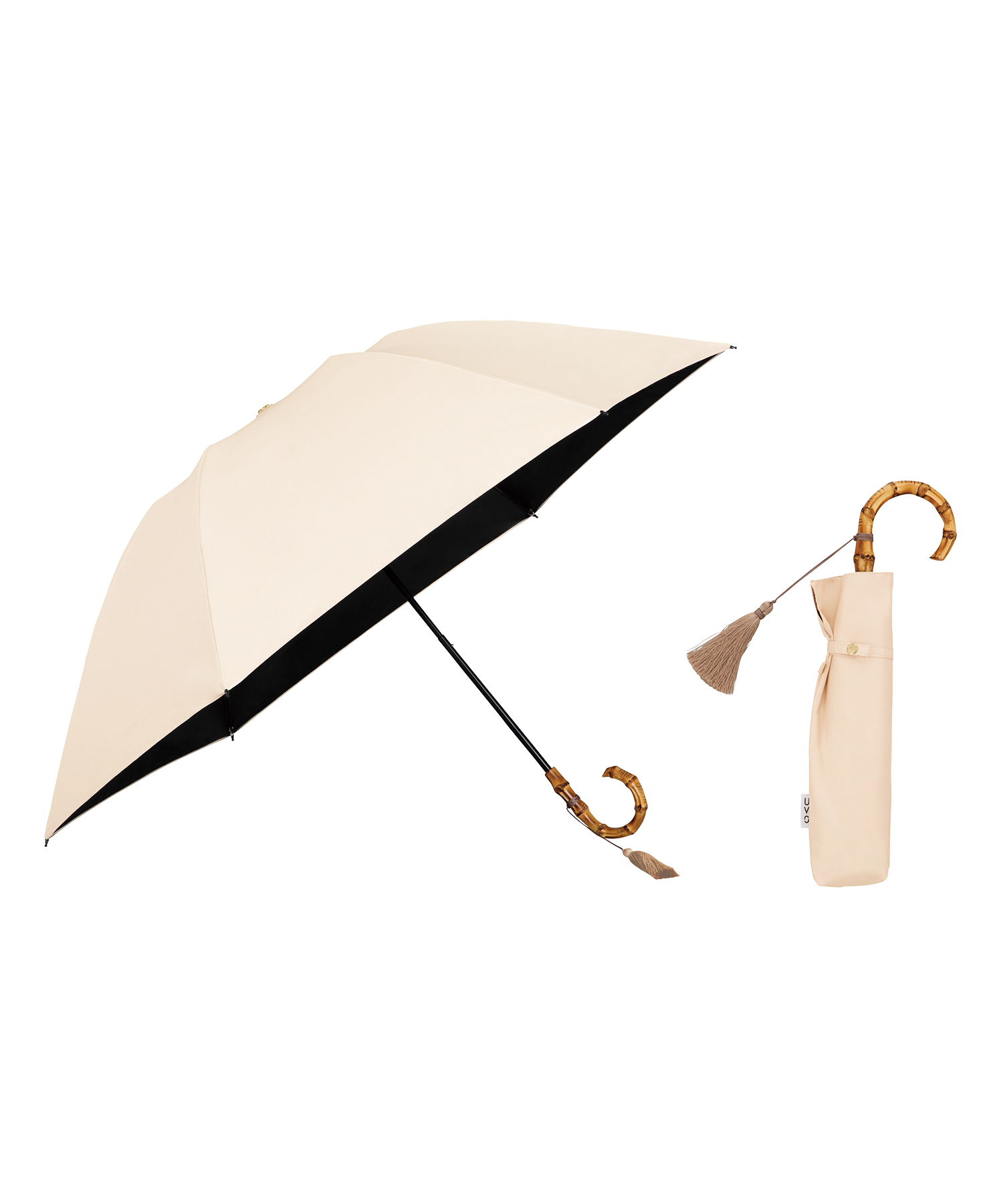 【Wpc.公式】日傘 UVO（ウーボ）3段折 無地タッセル ミニ 55cm 完全遮光 UVカット100％ 遮熱 晴雨兼用 大きめ レディース 折り畳み傘
