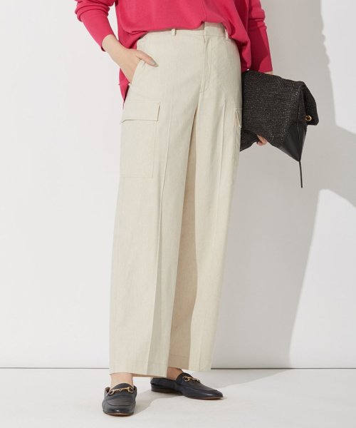 セール 洗える ストレッチ素材 リネンヴィスコース ストレッチ カーゴパンツ 自由区 Jiyu Ku Magaseek