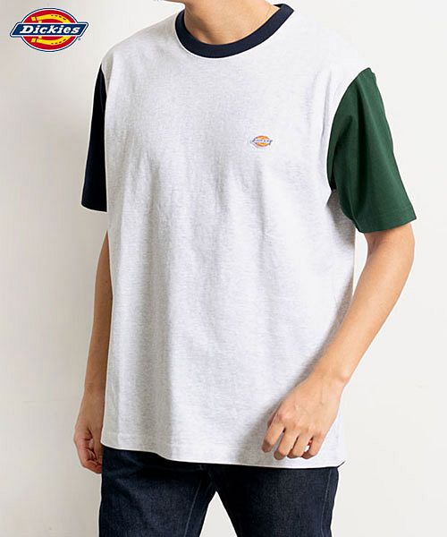 Dickies ワンポイントワッペン付きクルーネック半袖Tシャツ