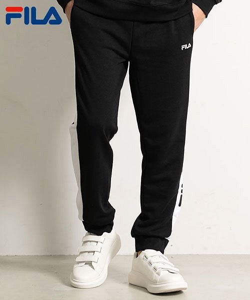 Fila ロゴサイドライン裏毛スウェットジョガーパンツ フィラ ジョガーパンツ メンズ スウェットパンツ スエットパンツ 裏毛 ロゴ 刺繍 プリント サイドライ フィラ Fila Magaseek