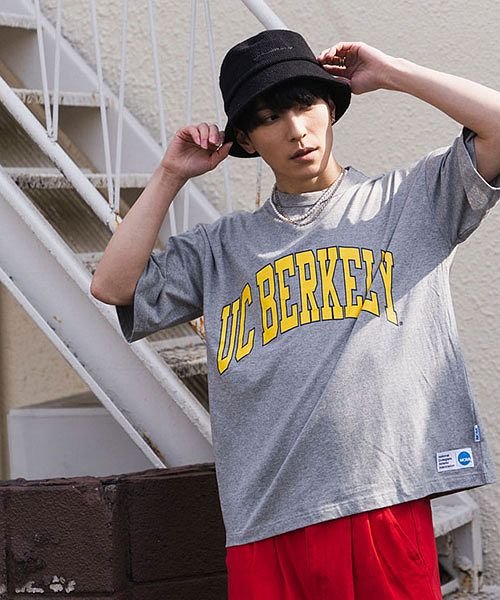 SB Select(エスビーセレクト)/NCAA カレッジロゴプリントクルーネック半袖ビッグTシャツ メンズ ブランド トップス インナー カットソー 半袖 クルーネック カレッジロゴ ロゴ プリント/グレー