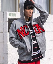 SB Select(エスビーセレクト)/NCAA ジップアップ長袖裏毛ビッグロゴパーカー メンズ ジップアップ ジップパーカー 長袖 裏毛 カレッジロゴ 刺繍 スポーツ カジュアル ファッション 大人/グレー