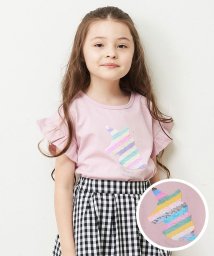 a.v.v(KID'S)(アー・ヴェ・ヴェキッズ)/[140－150]フリルスリーブアソートモチーフTシャツ/ピンク