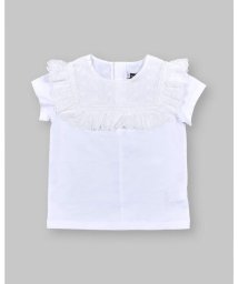 BeBe(ベベ)/はしご レース フリル 切り替え Tシャツ (90~140cm)/ホワイト