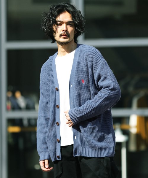 セール ジギーズショップ Jiggys Shop Us Polo Assn ユーエスポロアッスン ブランド別注オーバーサイズニットカーディガン メンズ ニット カーディガン Cardigan ロング オ Magaseek