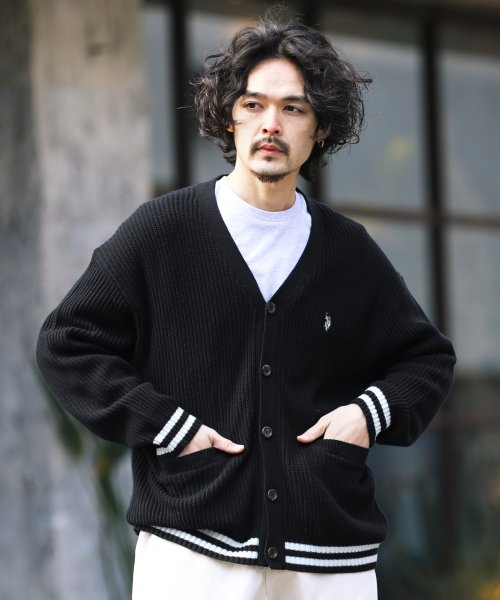 セール ジギーズショップ Jiggys Shop Us Polo Assn ユーエスポロアッスン ブランド別注オーバーサイズニットカーディガン メンズ ニット カーディガン Cardigan ロング オ Magaseek