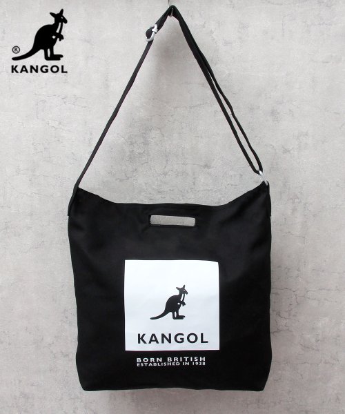 KANGOL(KANGOL)/KANGOL カンゴール ロゴプリント 厚手 キャンバス ショルダーバッグ トートバッグ 2WAY 通勤 通学 A4収納 学生 大人 /ブラック