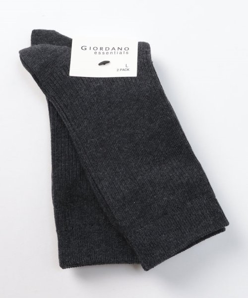 GIORDANO(ジョルダーノ)/GIORDANO/2パックレギュラーカラーソックス（２足セット）/ダークグレー