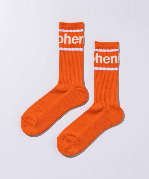 +phenix(＋phenix)/+phenix プラスフェニックス SIDE JACQUARD SOCKS サイドジャガード ソックス 【MENS】/オレンジ