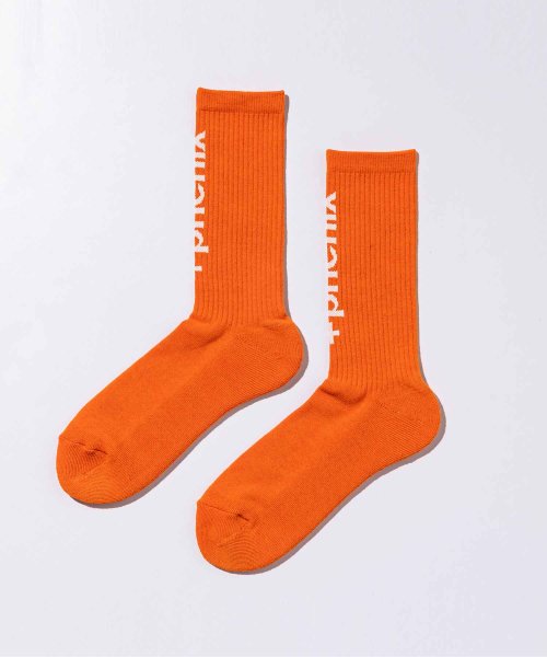 +phenix(＋phenix)/+phenix プラスフェニックス FRONT JACQUARD SOCKS フロントジャガード ソックス 【MENS】/オレンジ