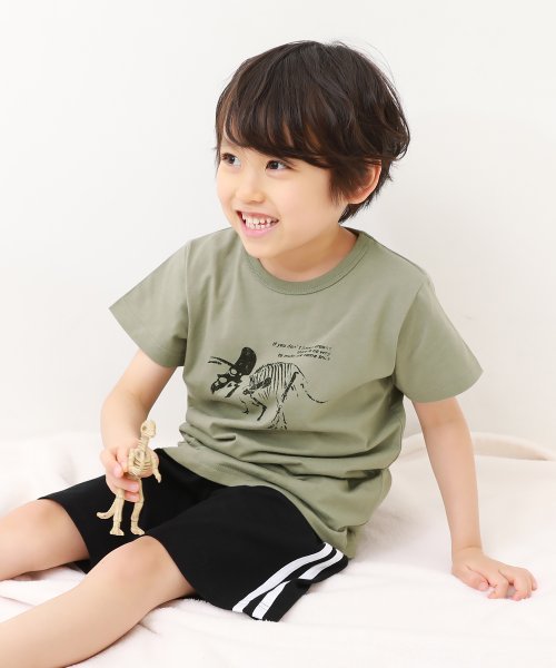 devirock(デビロック)/ボーイズ半袖パジャマ 子供服 キッズ 男の子 ルームウェア 半袖ルームウェア パジャマ /カーキ